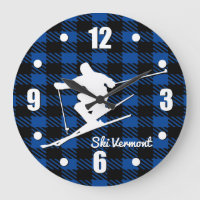 Downhill Ski Personalise Large Clock