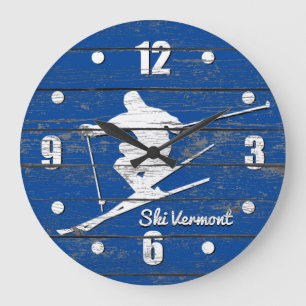 Downhill Ski Personalise Large Clock