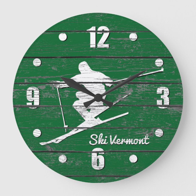 Downhill Ski Personalise Large Clock (Front)