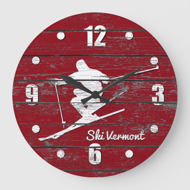 Downhill Ski Personalise Large Clock (Front)