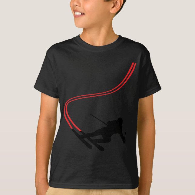 downhill ski skiing red track T-Shirt (Front)