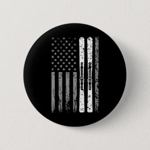 Downhill Ski Team 4th Of July Usa American Flag Sk 6 Cm Round Badge