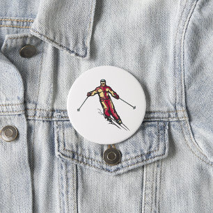 Downhill Skier 7.5 Cm Round Badge
