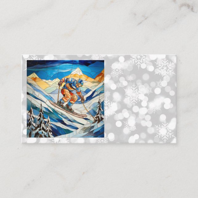 Downhill Skier Business Cards (Front)