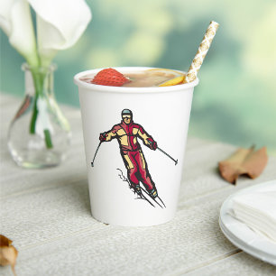 Downhill Skier Paper Cups