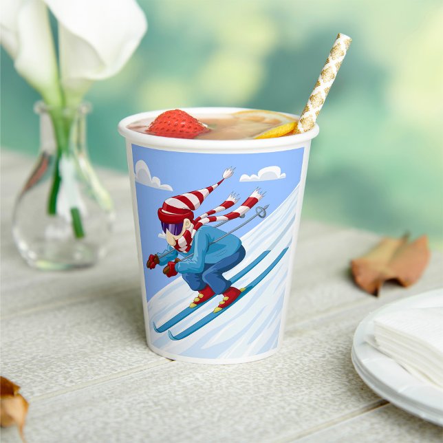 Downhill Skier Paper Cups (Creator Uploaded)