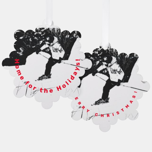 Downhill Skier  Tree Decoration Card (Front/Back)