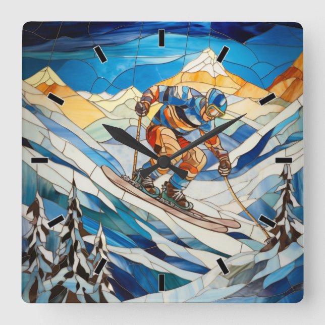 Downhill Skier Wall Clock (Front)