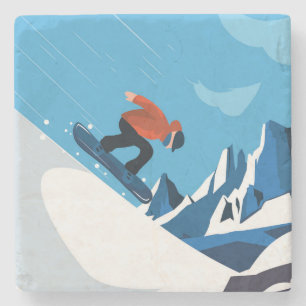 Downhill Skiing Fun in the Winter Stone Coaster