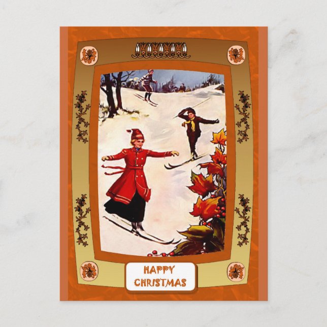 Downhill skiing holiday postcard (Front)