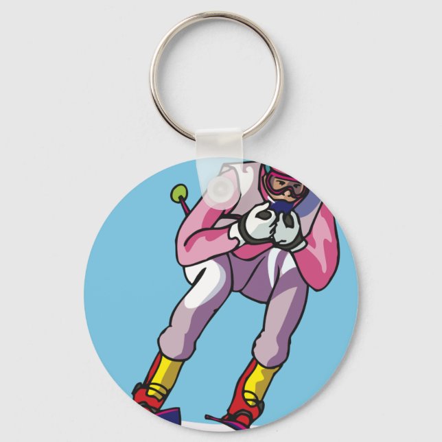 Downhill Skiing Keychain (Front)