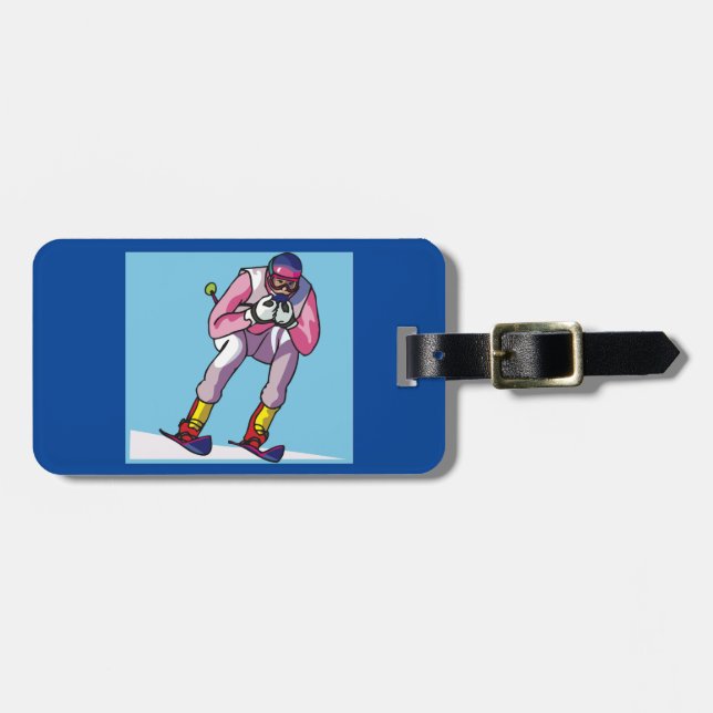 Downhill Skiing Luggage Tags (Front Horizontal)