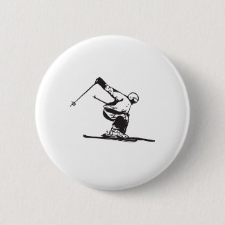 Downhill Skiing Skier  6 Cm Round Badge