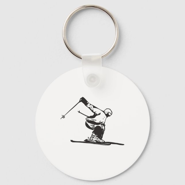 Downhill Skiing Skier  Key Ring (Front)