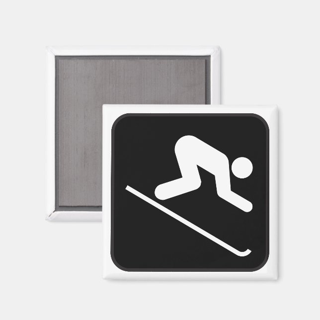 Downhill Skiing Symbol Magnet (Front/Back)