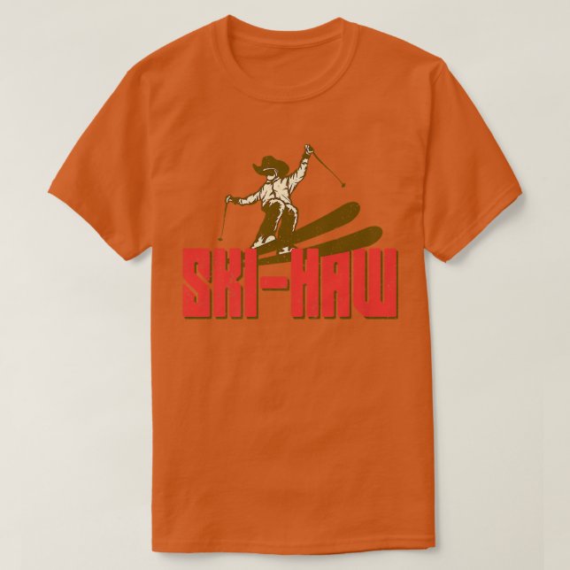 Downhill Snow Skiing Ski Haw Winter Sports Cowboy  T-Shirt (Design Front)