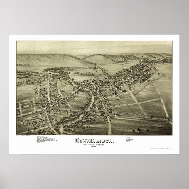 Downingtown, PA Panoramic Map - 1893 Poster (Front)