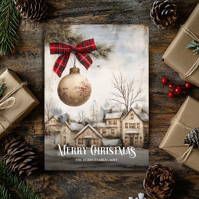 Download Watercolor Red White Christmas Scene  Holiday Card (Download Watercolor Red White Christmas Scene Holiday Card)