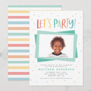 downloadable Colourful rainbow party birthday Invitation