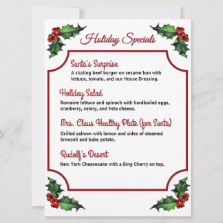 Downloadable Holiday Specials Menu