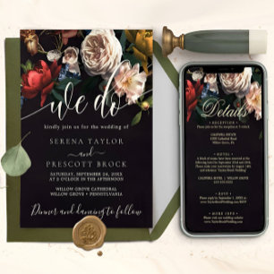 Downloadable Modern Flower Bouquet Wedding  Invitation
