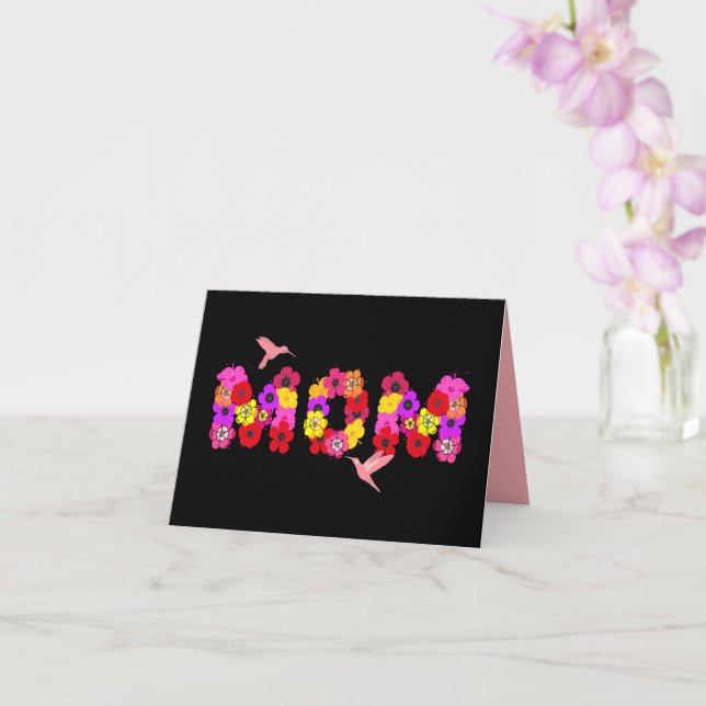 Downloadable Mother's Day Floral Mum Hummingbird Card (Orchid)