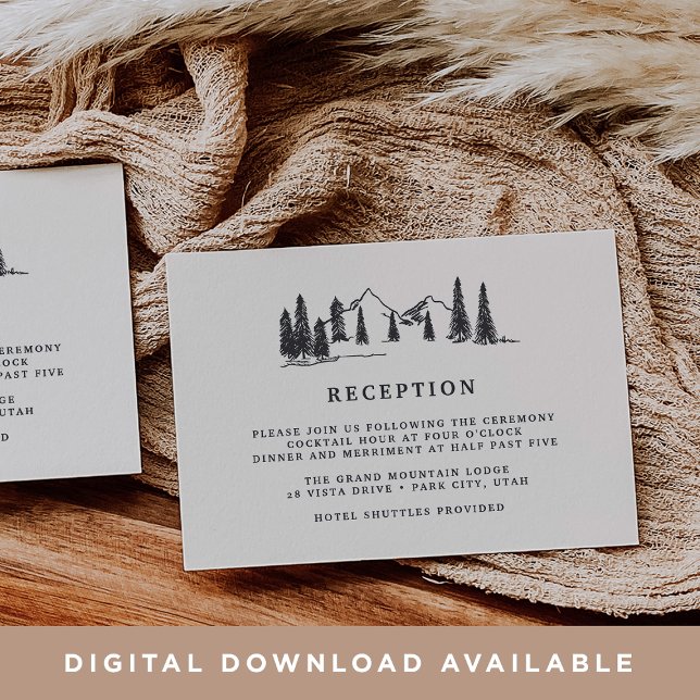 DOWNLOADABLE Mountain Sketch Wedding Enclosure Invitation (Creator Uploaded)