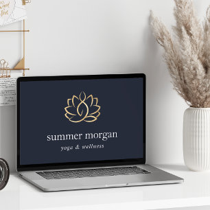 DOWNLOADABLE Navy & Gold Lotus Logo Business Sign