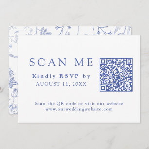 DOWNLOADABLE QR Code Chinoiserie Wedding RSVP Invitation