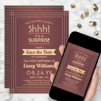 Downloadable Surprise Birthday Burgundy and Gold