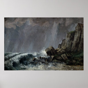 Downpour at Etretat Poster