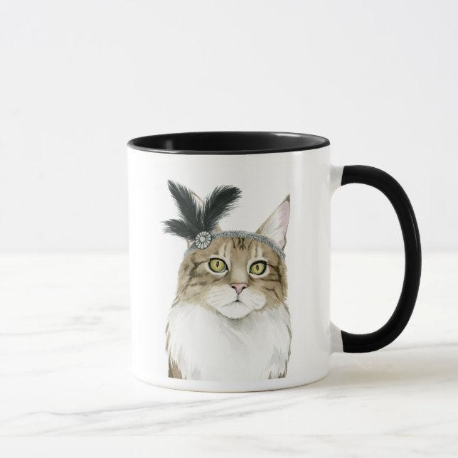 Downton Cat | Adorned With Feathers Mug (Right)
