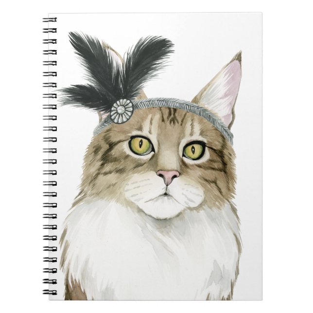 Downton Cat | Adorned With Feathers Notebook (Front)