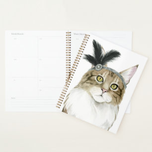 Downton Cat Adorned With Feathers Planner