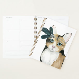 Downton Cat Bejeweled With Feathers Planner