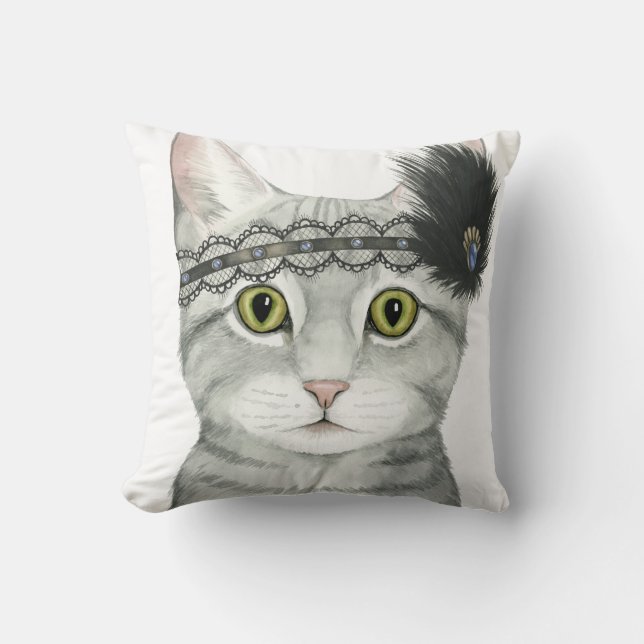 Downton Cat | Bejeweled With Lace Cushion (Front)