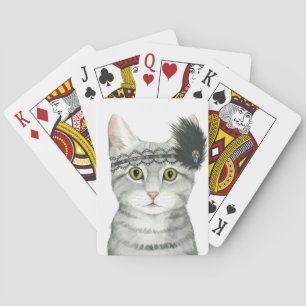 Downton Cat   Bejeweled With Lace Playing Cards