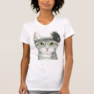 Downton Cat Bejeweled With Lace T-Shirt