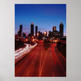 Downtown Atlanta at night Poster