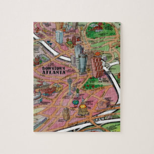 Downtown Atlanta Georgia Cartoon Map Jigsaw Puzzle