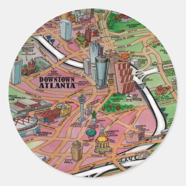Downtown Atlanta Georgia Classic Round Sticker (Front)
