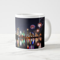 Downtown Austin Texas Night Skyline Fireworks