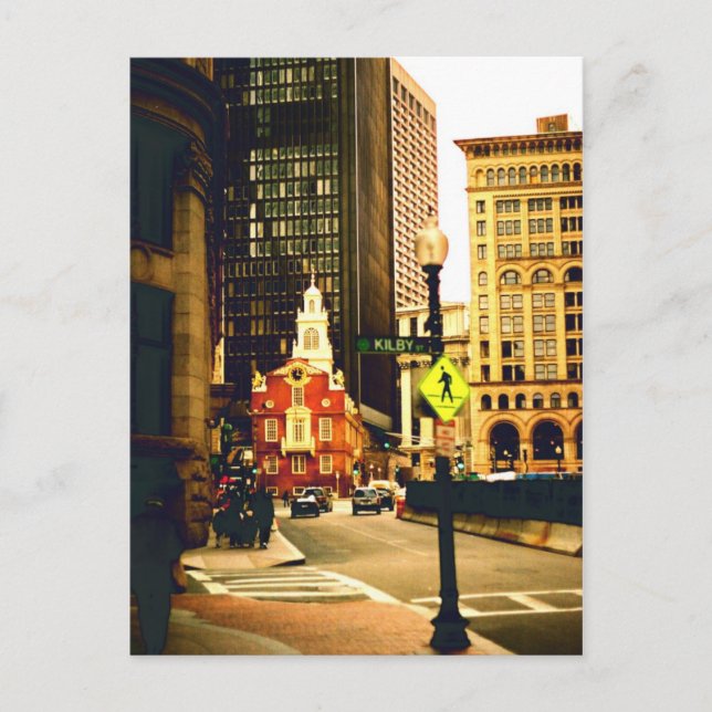 Downtown Boston on Kilby Street Postcard (Front)