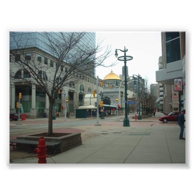 Downtown Buffalo NY at Main and W Chippewa Photo Print (Front)