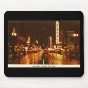 Downtown Buffalo NY at Night Vintage Mouse Pad
