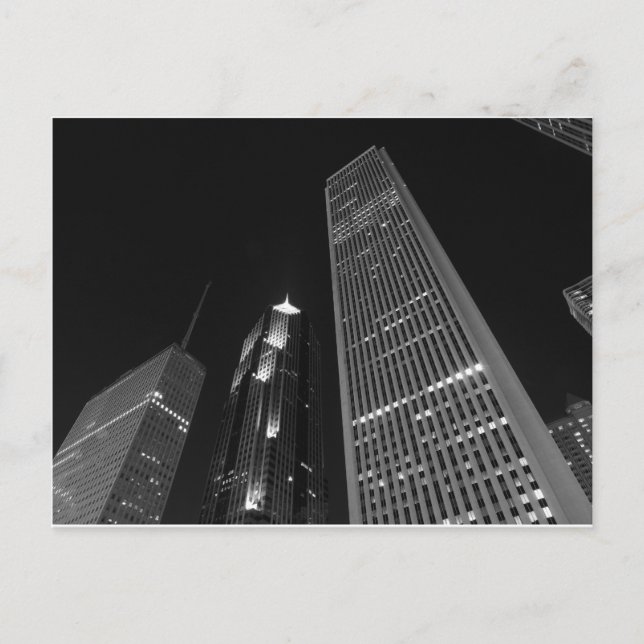 Downtown Chicago at Night Postcard (Front)