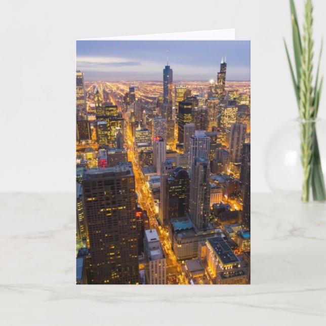 Downtown Chicago skyline at dusk Card (Front)
