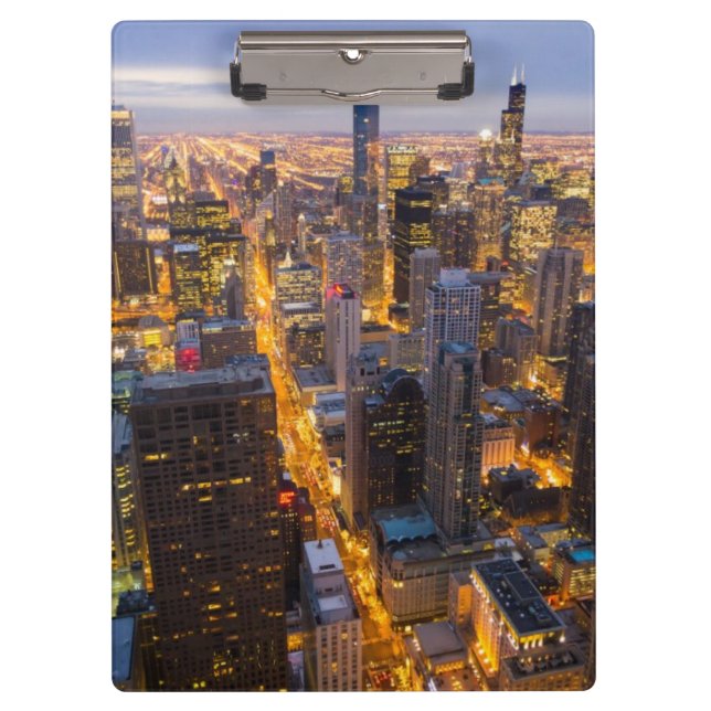 Downtown Chicago skyline at dusk Clipboard (Front)