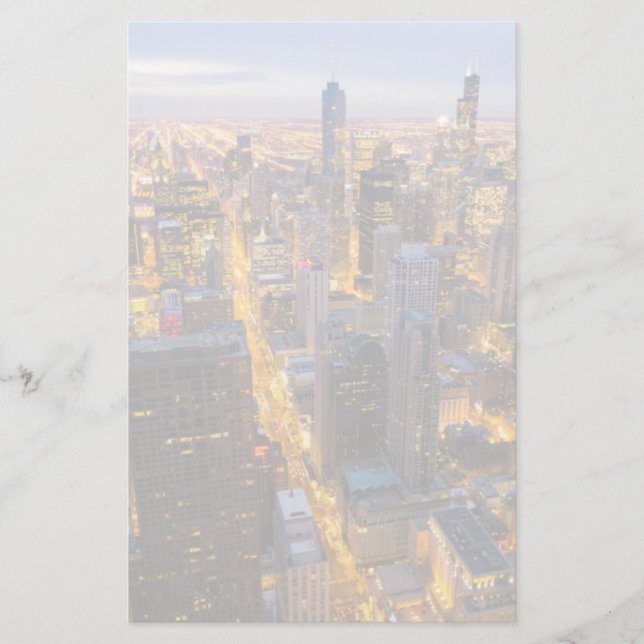 Downtown Chicago skyline at dusk Stationery (Front)
