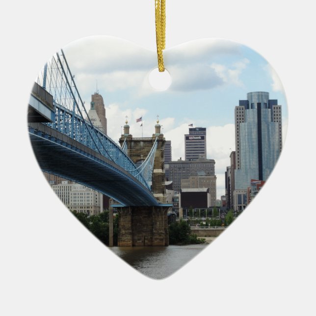 Downtown Cincinnati Ceramic Tree Decoration (Front)
